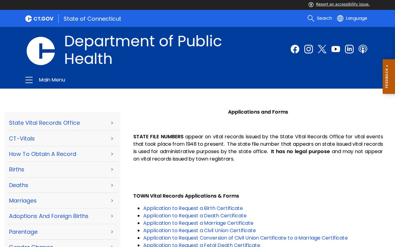 Windsor residents directory vital record applications