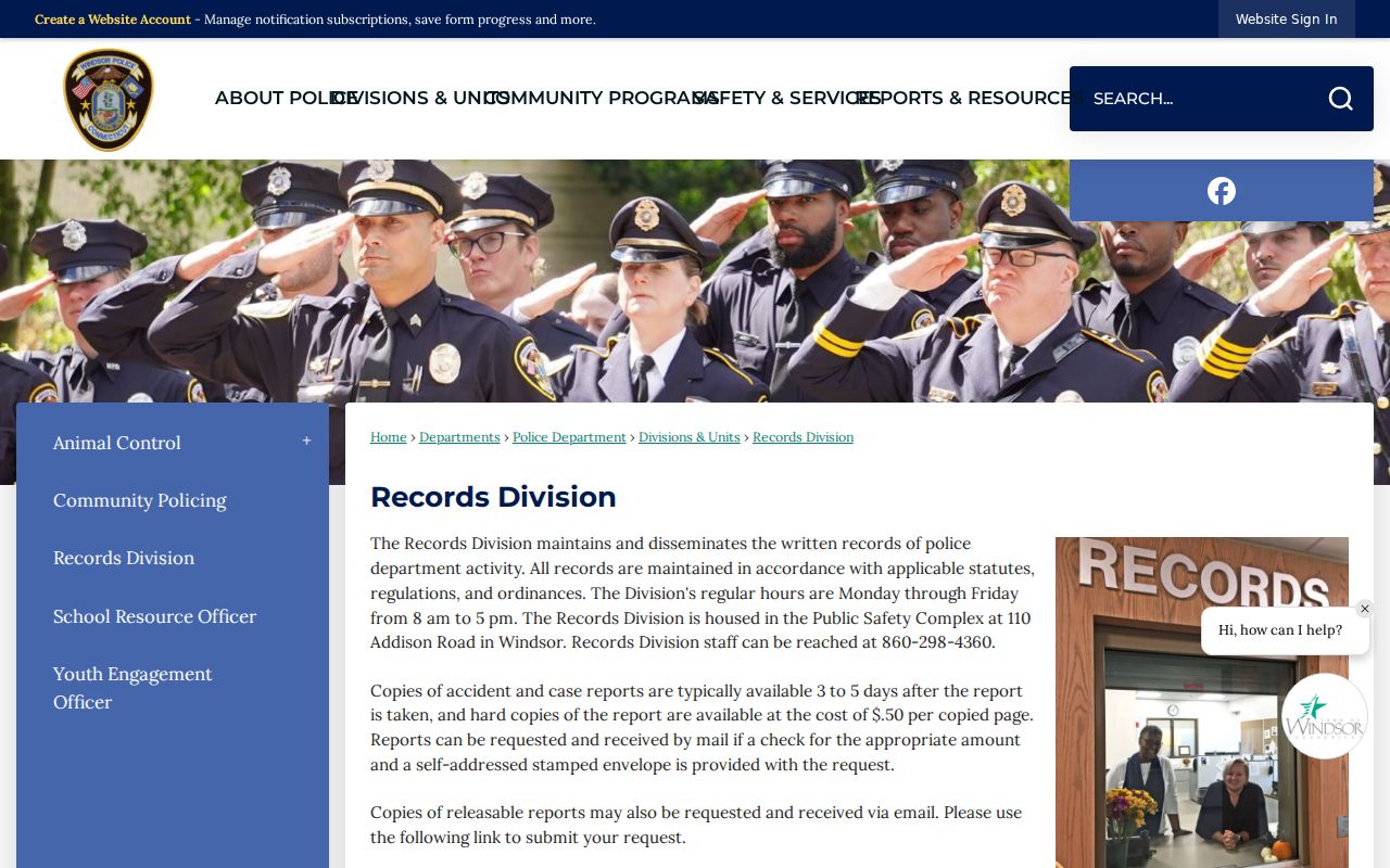 Windsor residents directory police record request