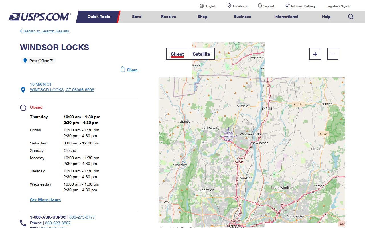 Windsor ZIP code directory comparison with Windsor Locks 06096